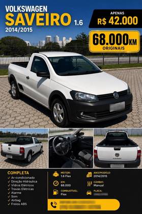 VOLKSWAGEN SAVEIRO 1.6 MI STARTLINE CS 8V FLEX 2P MANUAL VOLKSWAGEN SAVEIRO 1.6 MI STARTLINE CS 8V FLEX 2P MANUAL